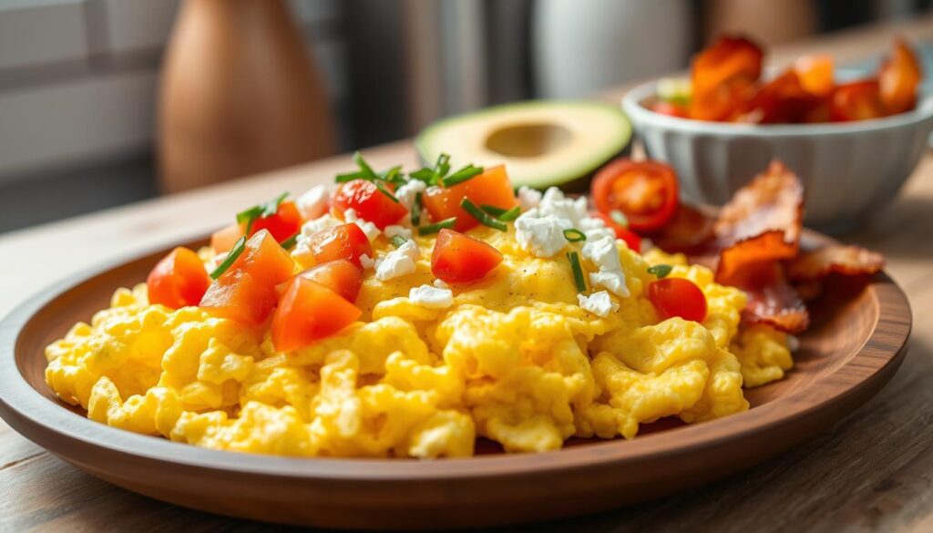 Scrambled eggs with toppings