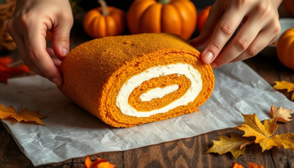 rolling pumpkin cake